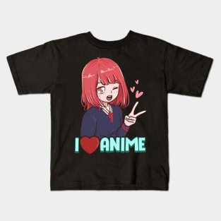 I Love Anime Cute Japanese Kawaii Anime Girl Kids T-Shirt